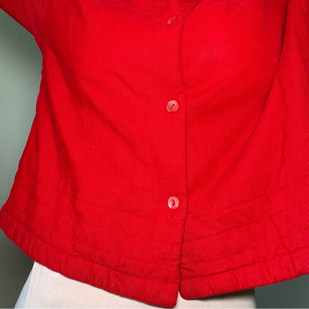 Kenzo Jungle Red Chord Jacket Peter Pan Collar - Picture 7 of 16